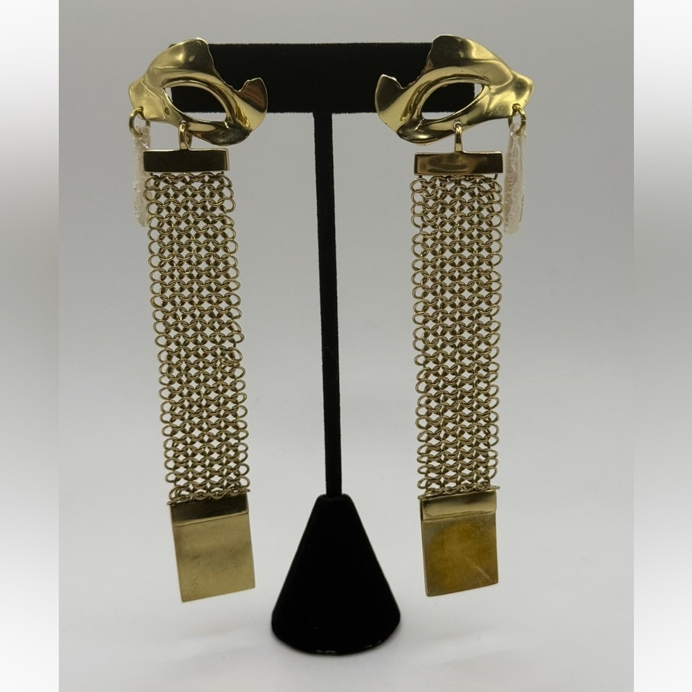 Ellery “Succession Broken Eye” Gold Statement Chain Tassel Earrings – Rare - Picture 2 of 13
